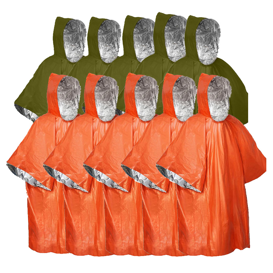 Emergency Poncho Rain - Zestaw poncho awaryjnych 3/5 sztuk —